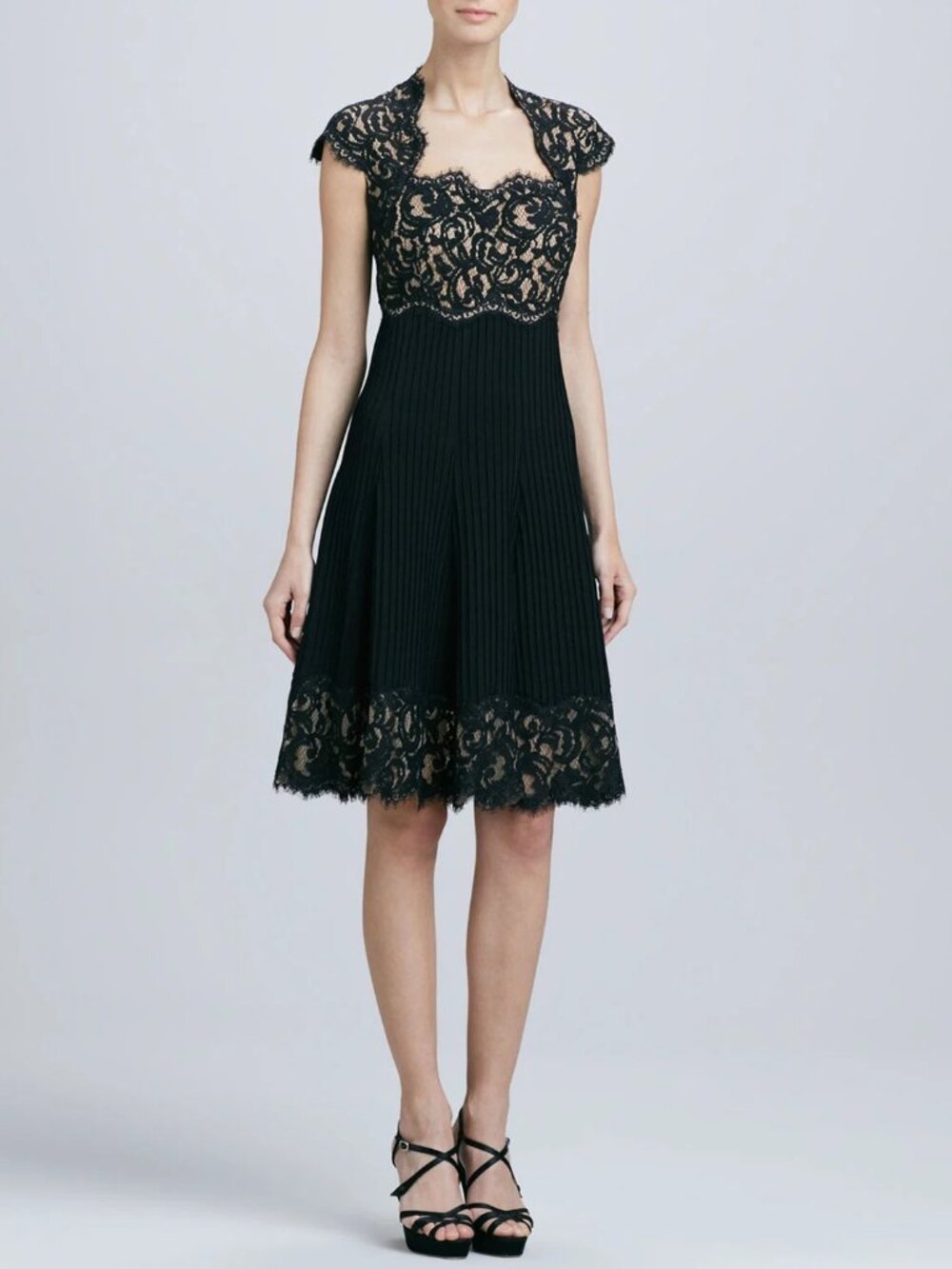 Tadashi Shoji Black and Nude Cocktail Dress, Size 12